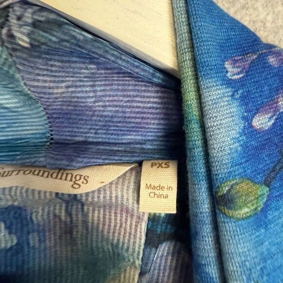 Soft Surroundings Tea Gardens Topper Bird Floral Draping Waterfall Cardigan PXS - Picture 3 of 7